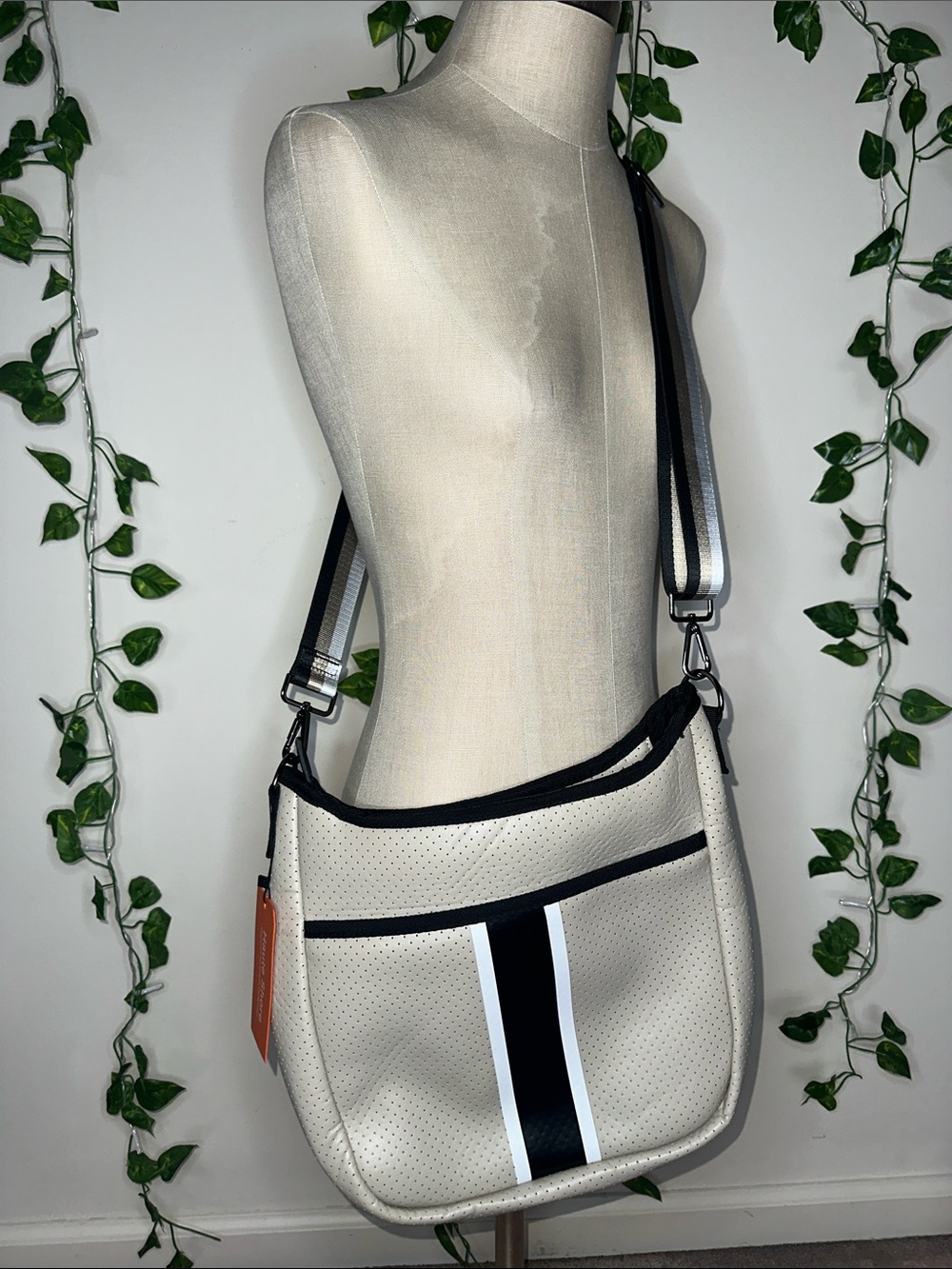 Haute Shore Off White Premium Neoprene Collection Crossbody Bag NWT